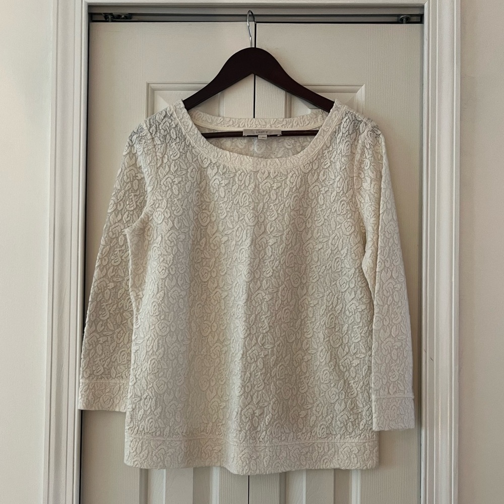Ann Taylor Loft lace-style top, size M